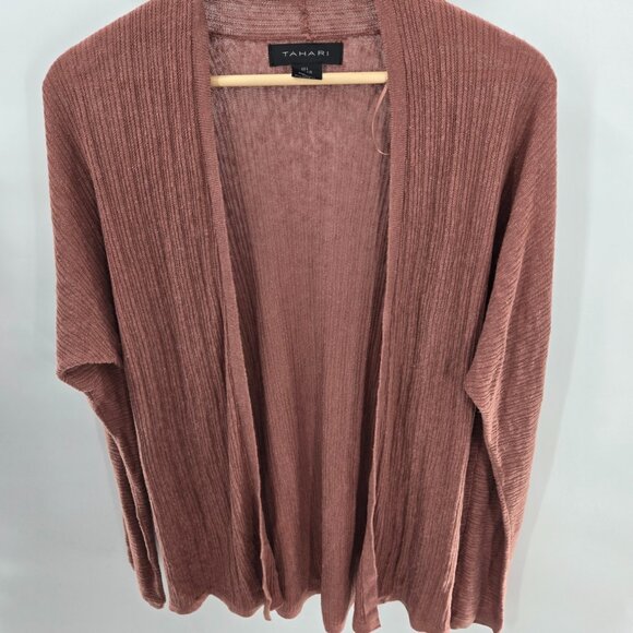 Tahari Brown Lightweight Linen/Viscose Open Cardigan Size Large - Picture 1 of 8